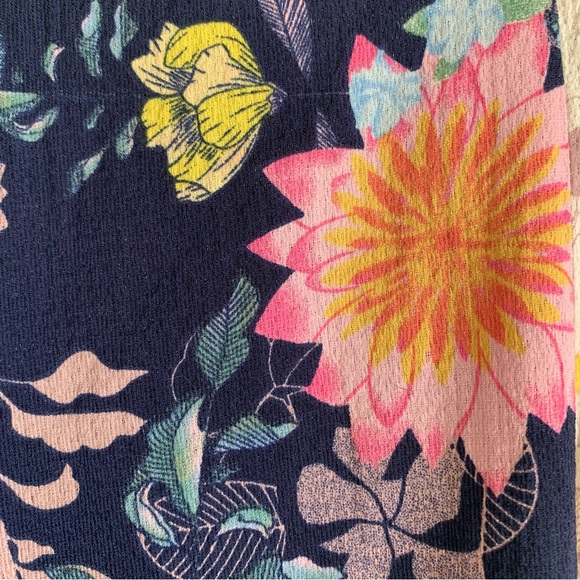 Umgee Pants Womens Size S Boho Blue Floral Front Split Wide Leg Resort Cover Up - Picture 6 of 10